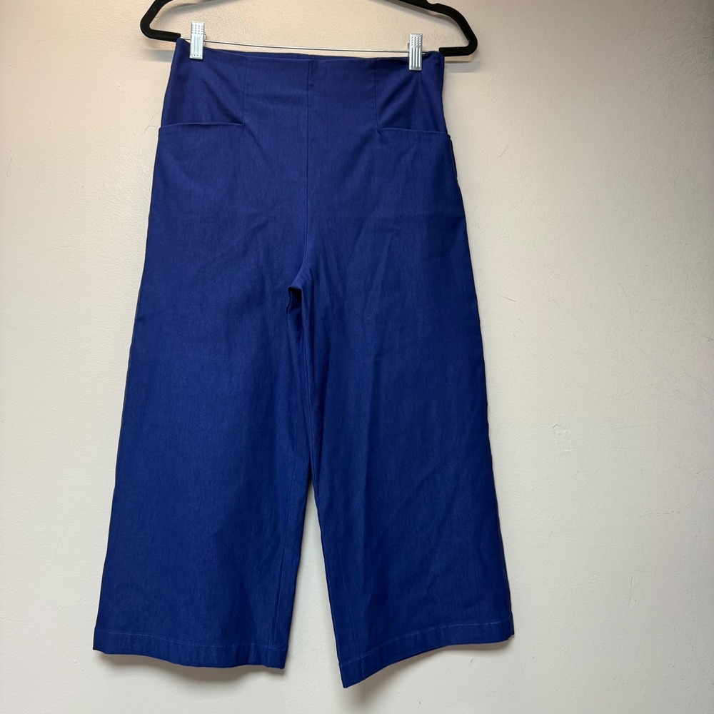 Meg‎ shop Culottes Women Size S Blue Excellent High Waist Wide Leg Rayon Blend
